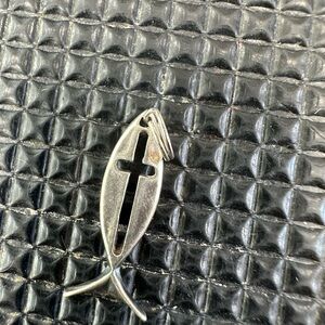 Silver Fish Cross Pendant